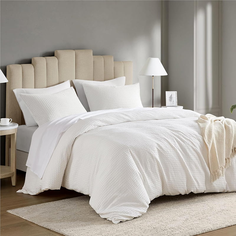 Polyester or Cotton Waffle Duvet Cover Set