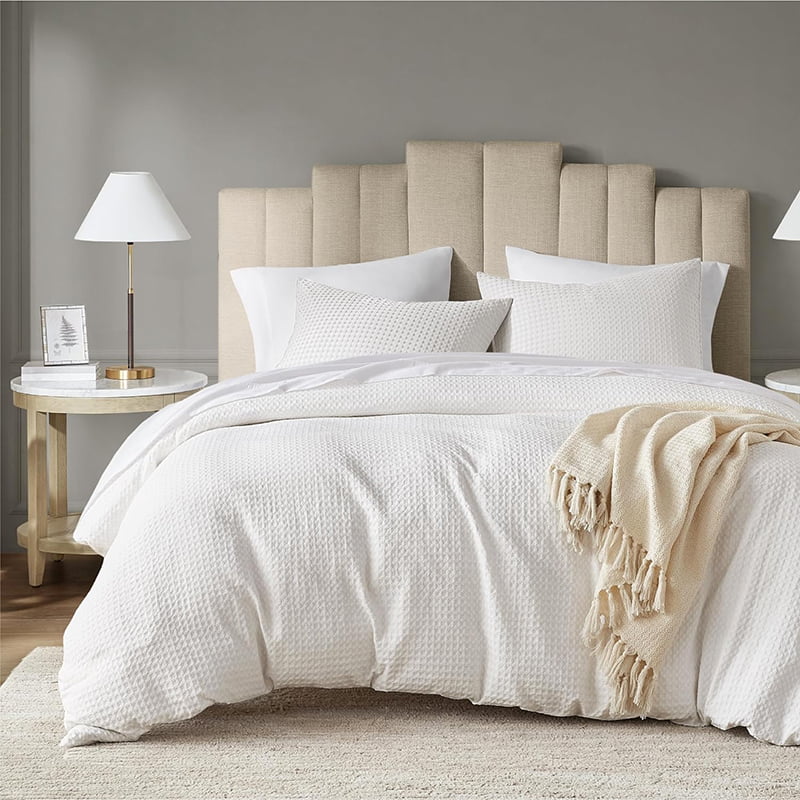 Polyester or Cotton Waffle Duvet Cover Set
