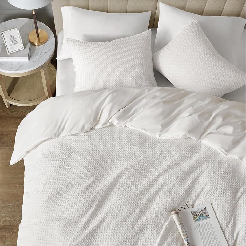 Polyester or Cotton Waffle Duvet Cover Set
