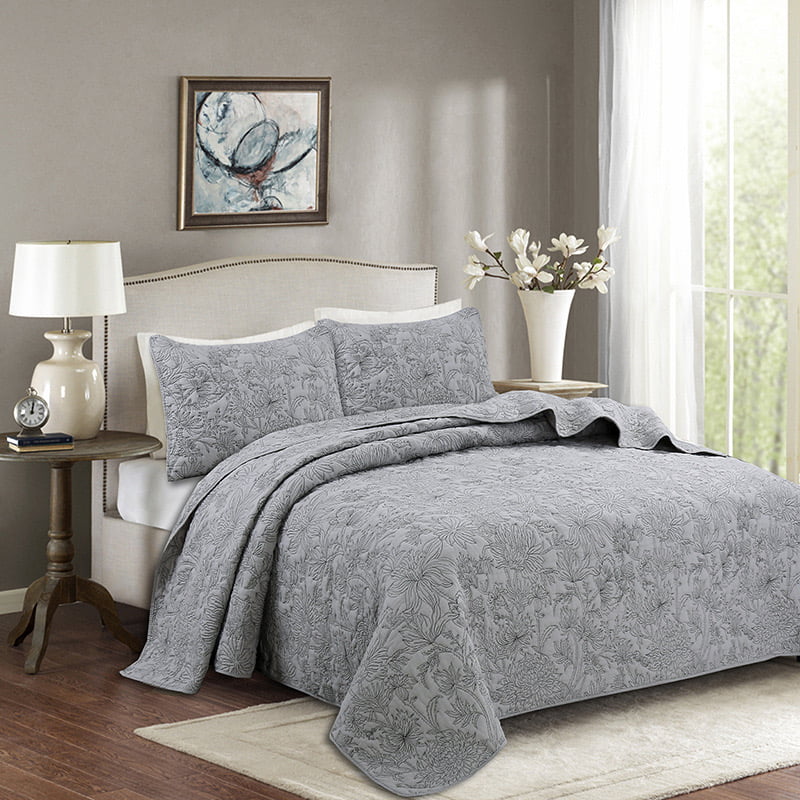 Lotus Patterned Quilted Set-3PC