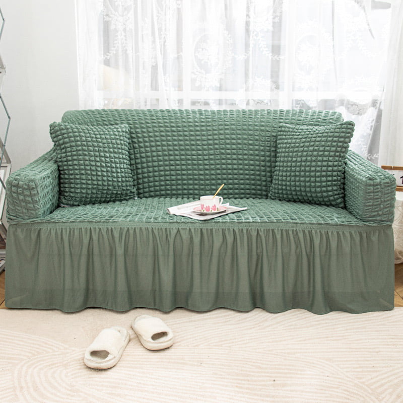 Seersucker Sofa Slipcover with Skirt Universal Stretch Sofa Couch Slipcover Easy Fitted Chair Furniture Protector