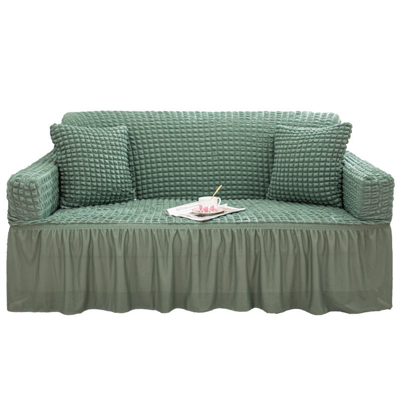 Seersucker Sofa Slipcover with Skirt Universal Stretch Sofa Couch Slipcover Easy Fitted Chair Furniture Protector