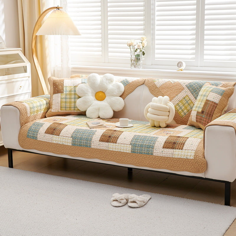 Pure Cotton Quilted Printed Sofa Cover